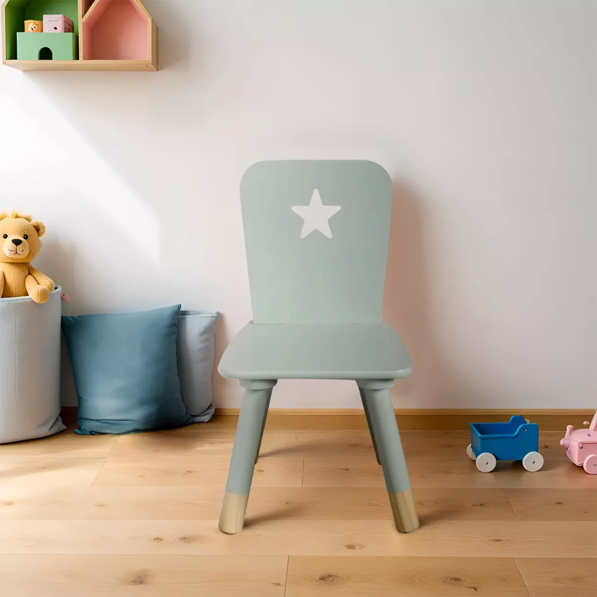 Kinderstoel hout (H50 cm) Sterren Groen