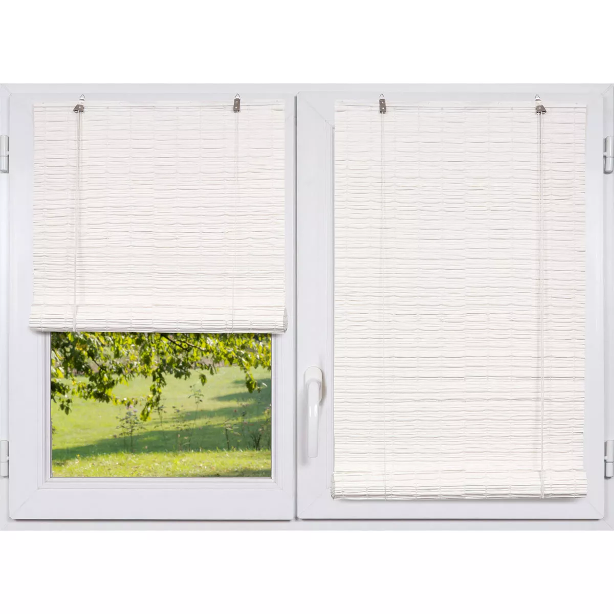STORE ENROULEUR PE EFFET ROTIN 90X180CM - BLANC