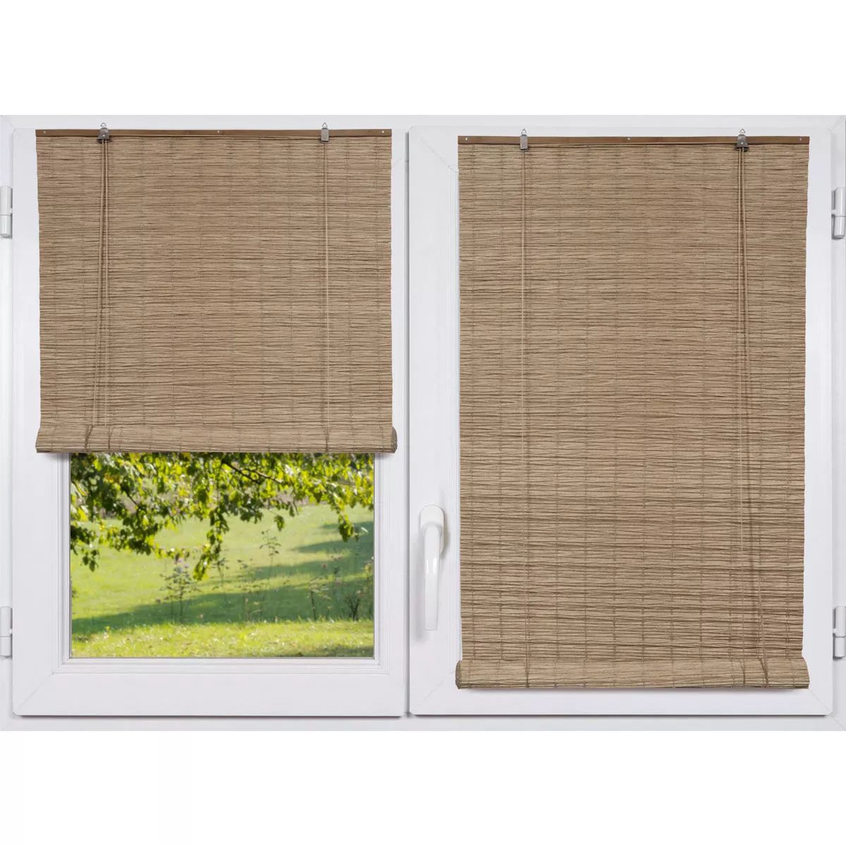 STORE ENROULEUR PE EFFET ROTIN 150X180CM - NATUREL