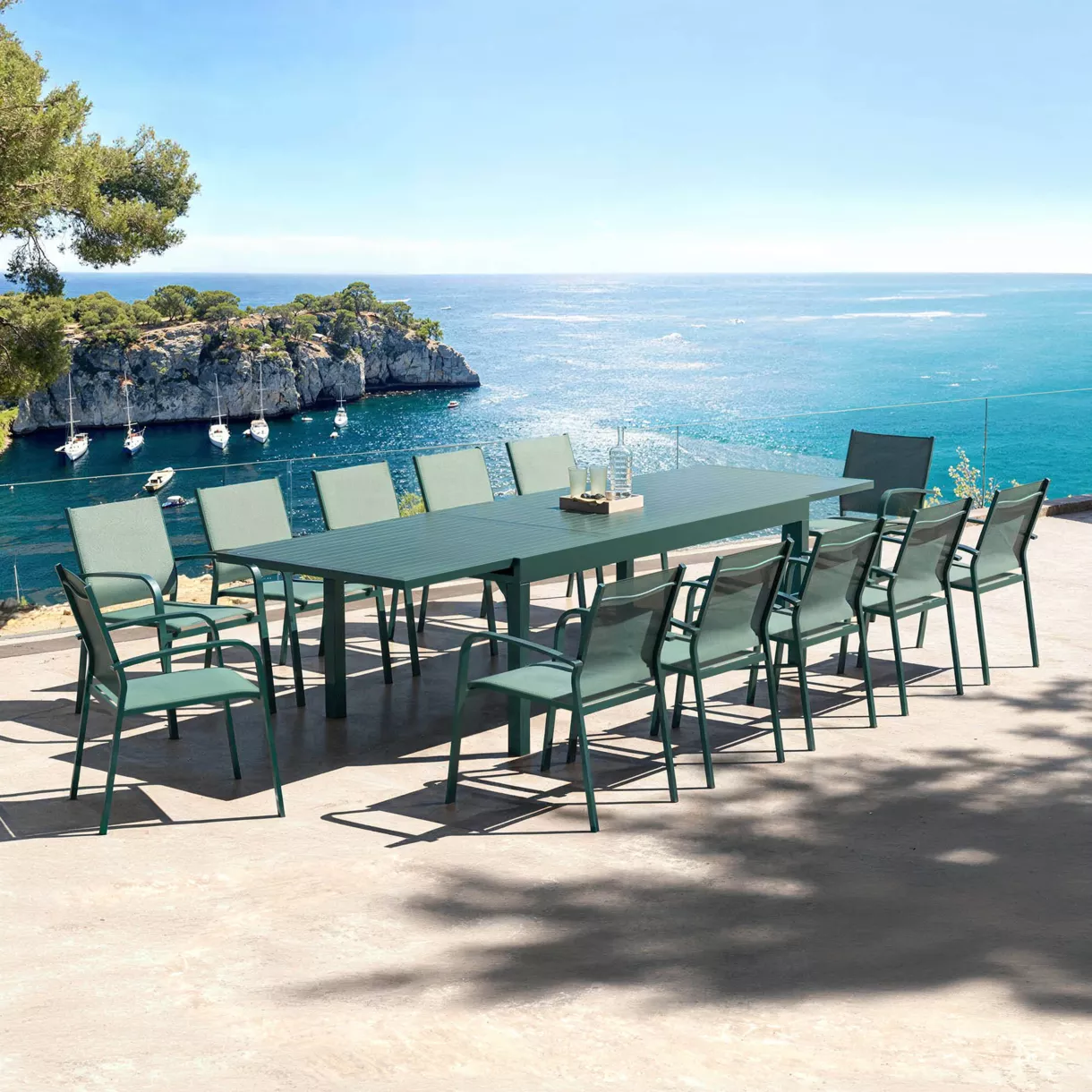 Tavolo da giardino allungabile in alluminio 12 persone (200/320 x 100 cm) Murano Blu
