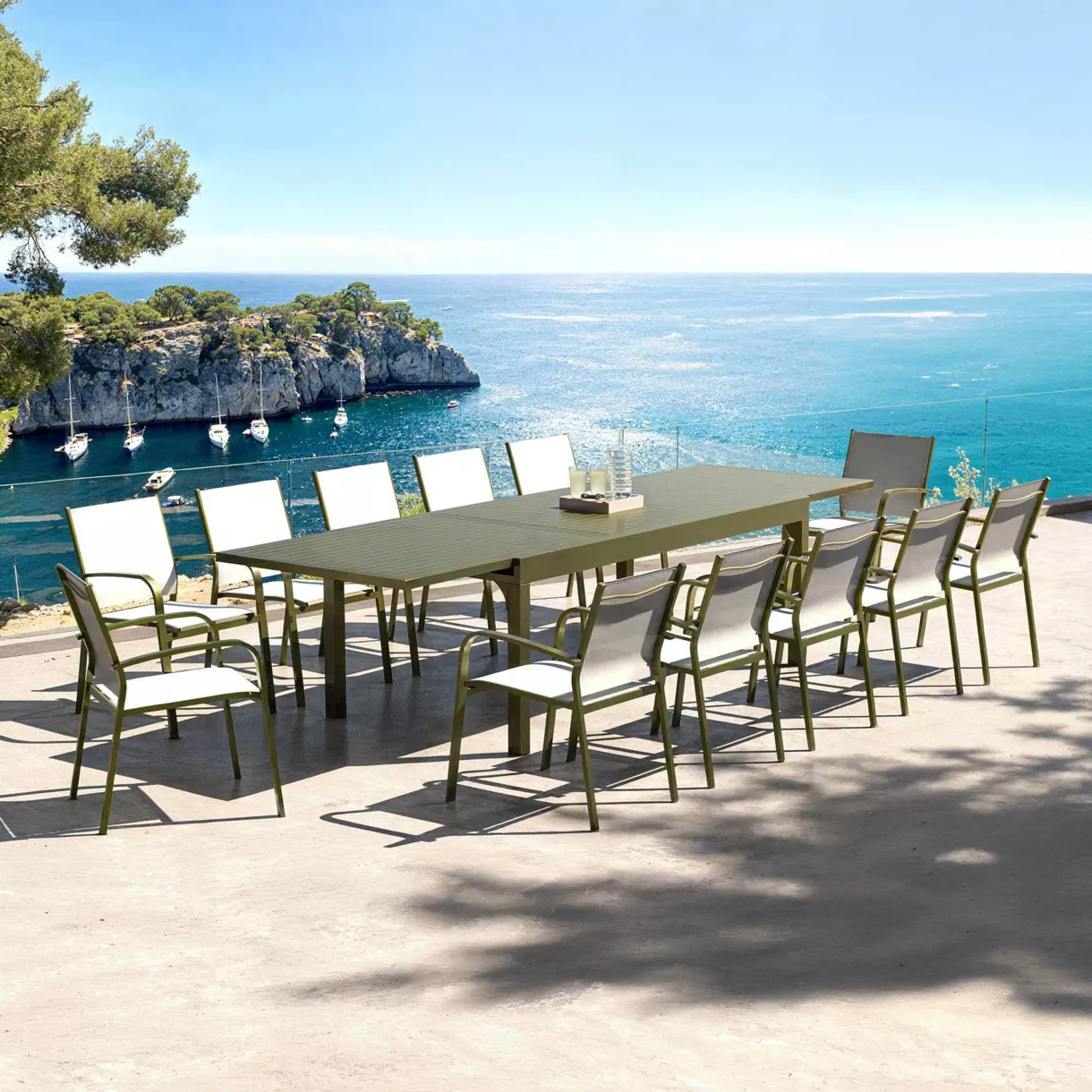 Tavolo da giardino allungabile in alluminio 12 persone (200/320 x 100 cm) Murano Verde