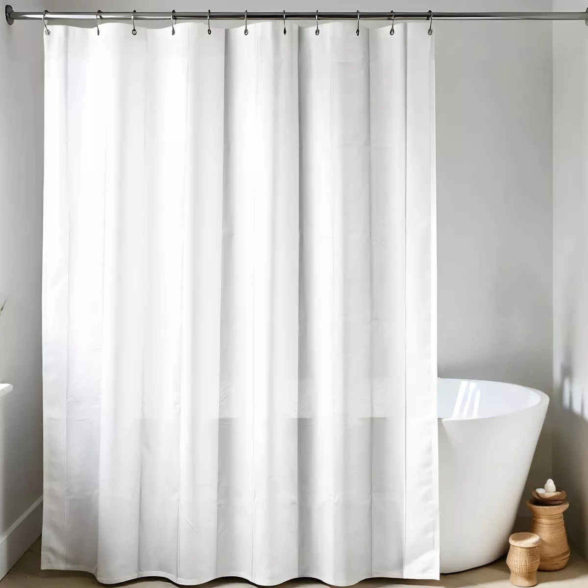 Cortina de ducha con anillas (180 x 200 cm) Uni Blanco