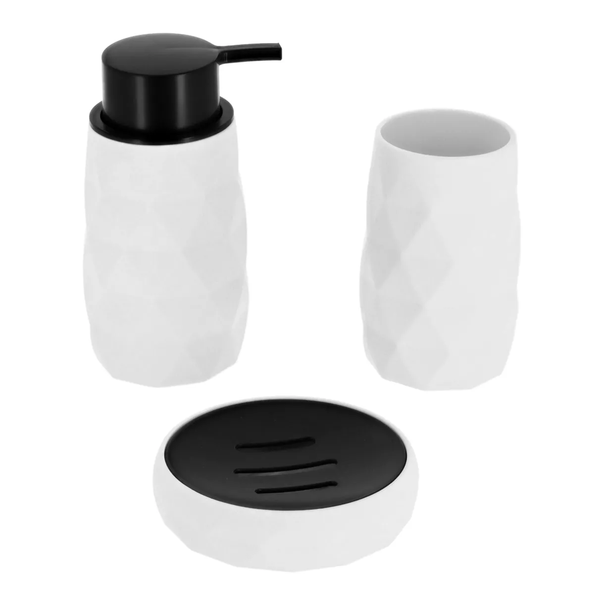 SET GOBELET DISTRIBUTEUR A SAVON ET PORTE SAVON ABS + RUBBER - BLANC