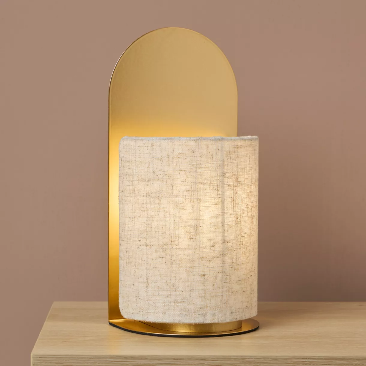 Lampe à poser métal et lin (H27 cm) Ornella Or