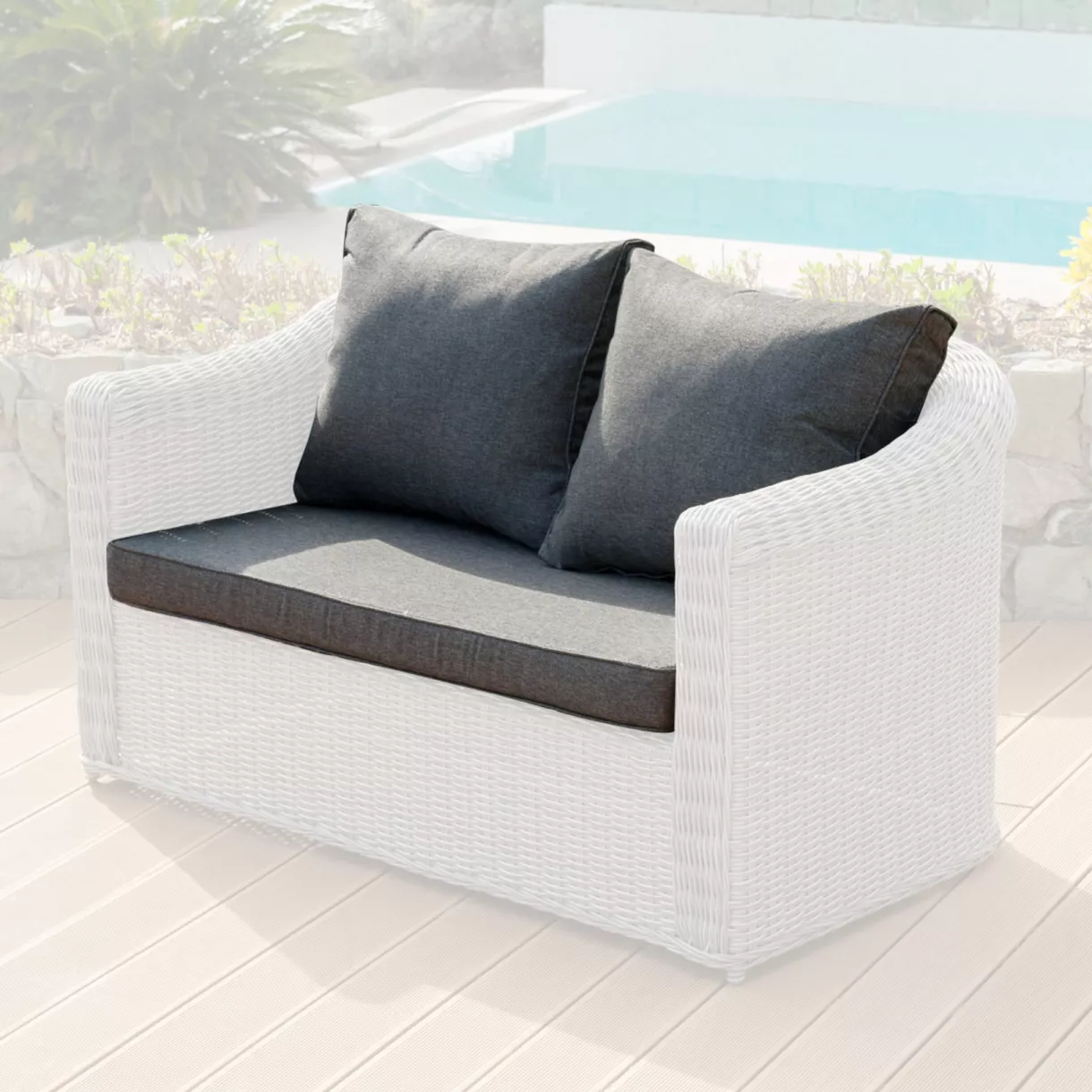 Housses de coussin de remplacement pour Canapé 2 places Calvi Gris foncé