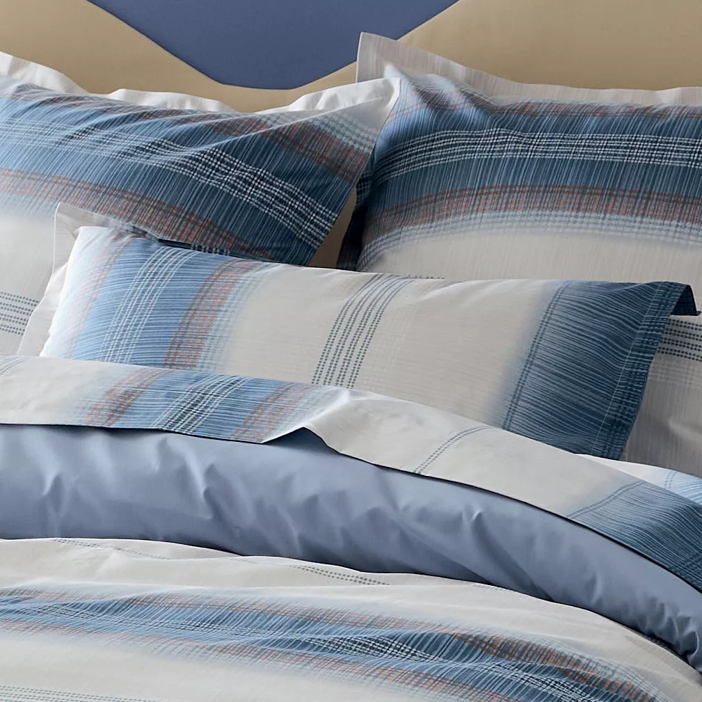 Funda de almohada rectangular de percal de algodón (50 x 70 cm) Esteban Azul