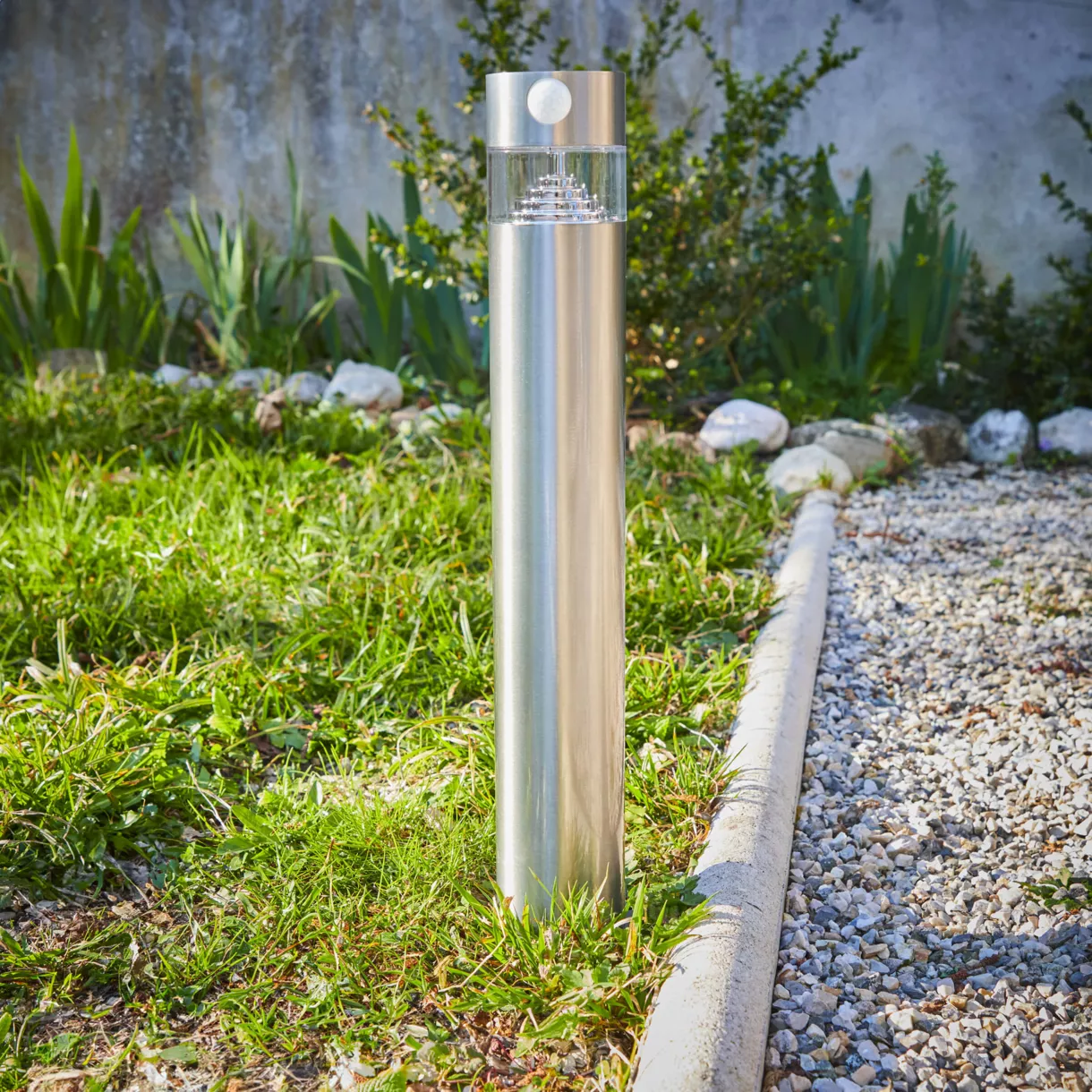 1 Solar pique jardin lumineux dia9.80-H50.00cm-8L acier inoxydable PREMIUM LUMEN
