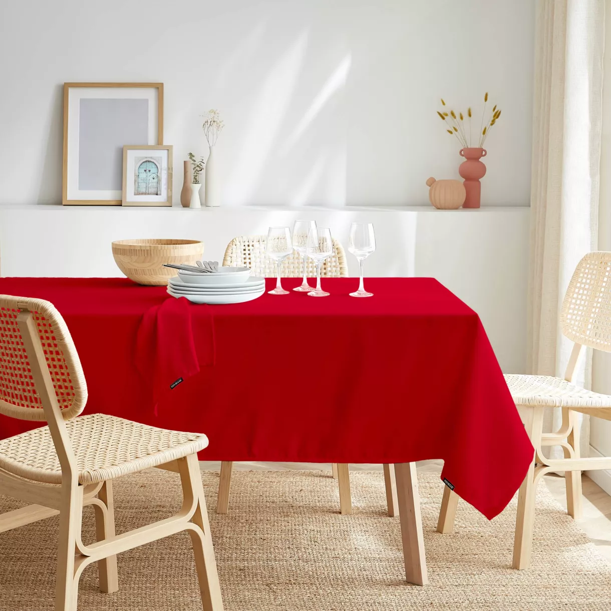 Nappe rectangulaire anti tache (140 x 300 cm) Elise Rouge