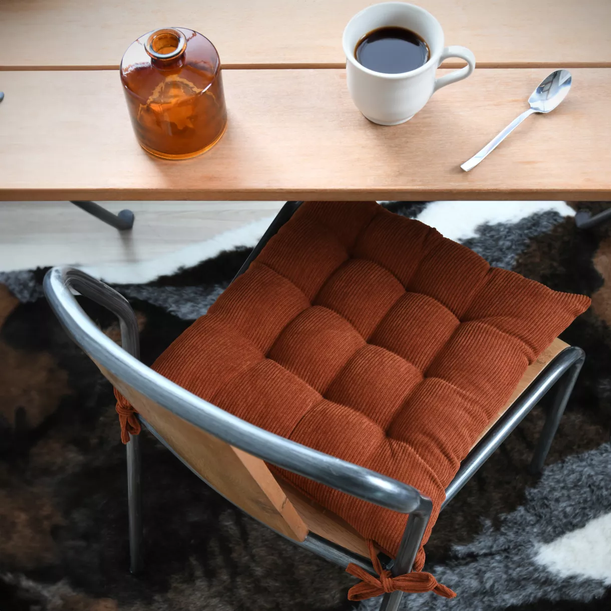 Coussin de chaise carré velours (38 x 38 cm) Dandy Terracotta