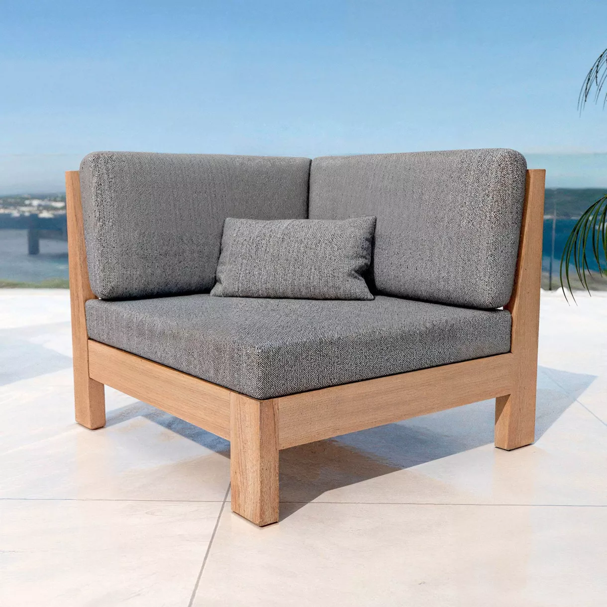 Sofá de esquina para jardín hecho de madera de acacia Bornéo - Gris antracita