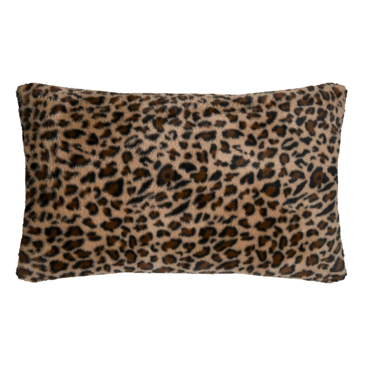 eminza Coussin rectangulaire fausse fourrure léopard (50 x 80 cm) Fauves Camel
