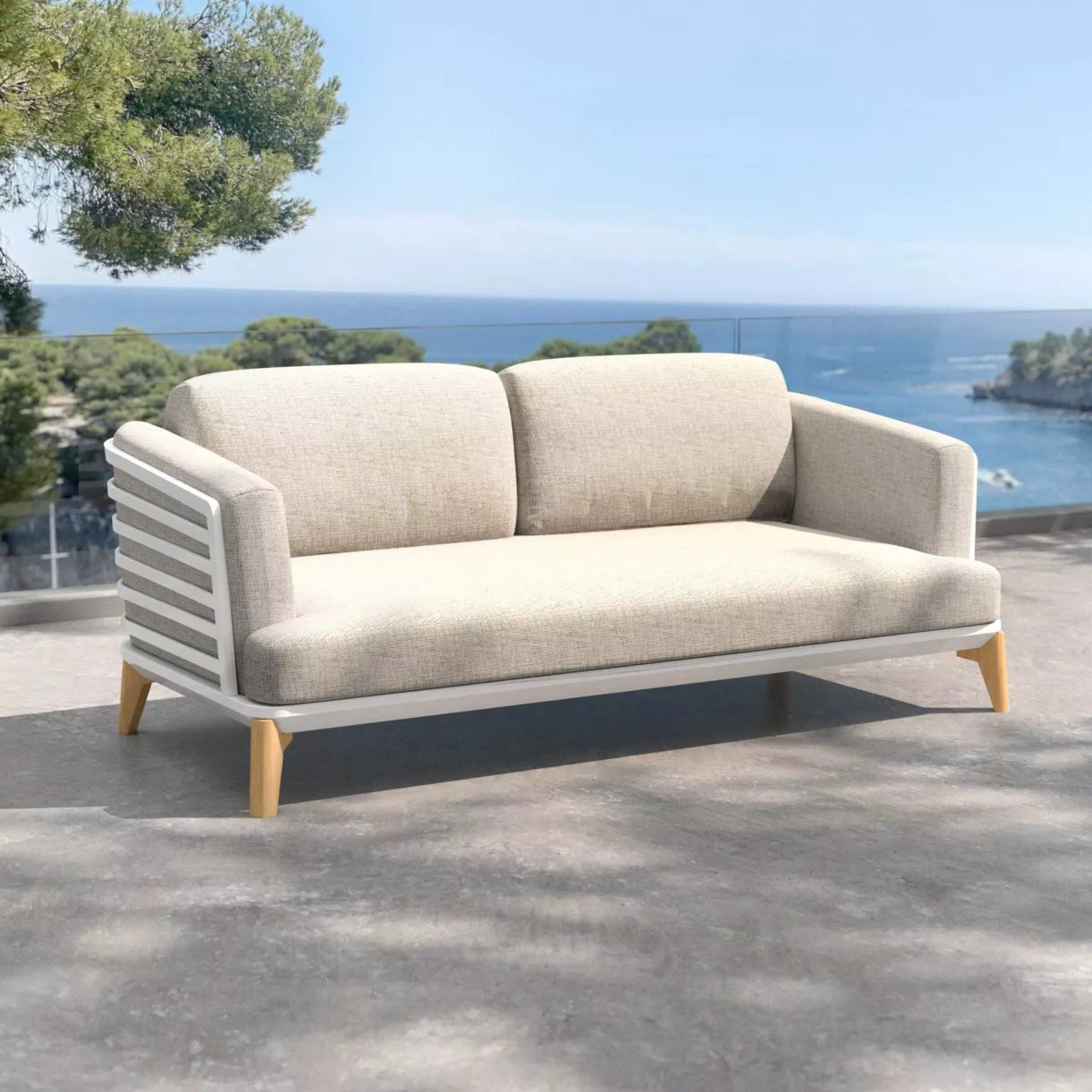 Divano da giardino in alluminio 2 posti Monte Carlo Bianco e tortora
