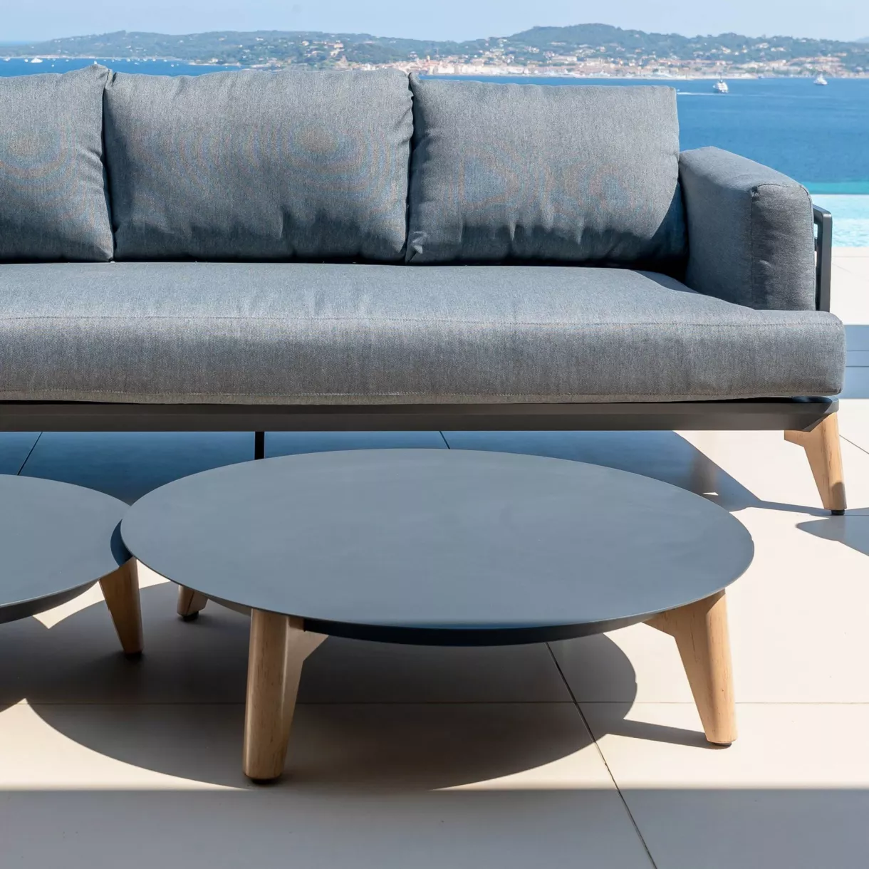 Table basse de jardin ronde (D86 cm) Monte Carlo Gris anthracite