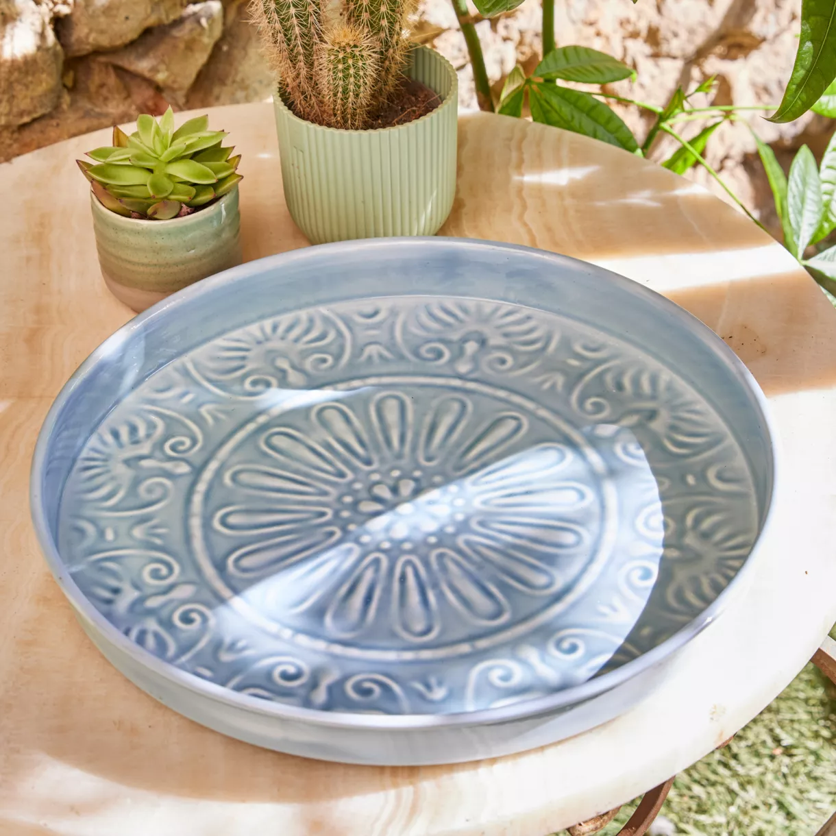 1 PLATEAU deco fer dia32-H3cm bleu