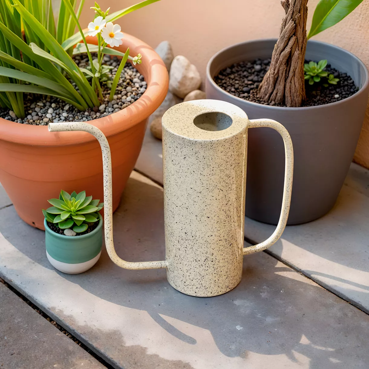 Gießkanne Metall (H31 cm) Terrazzo Beige