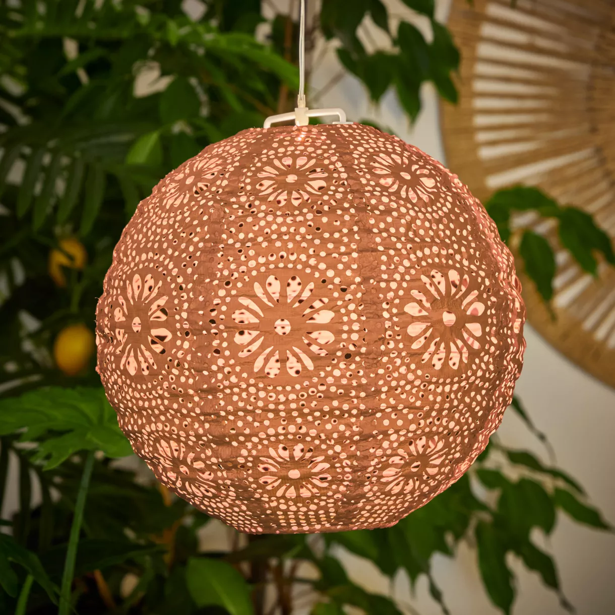1 Solar lanterne dia25-H23cm-1L orange/blanc chaud