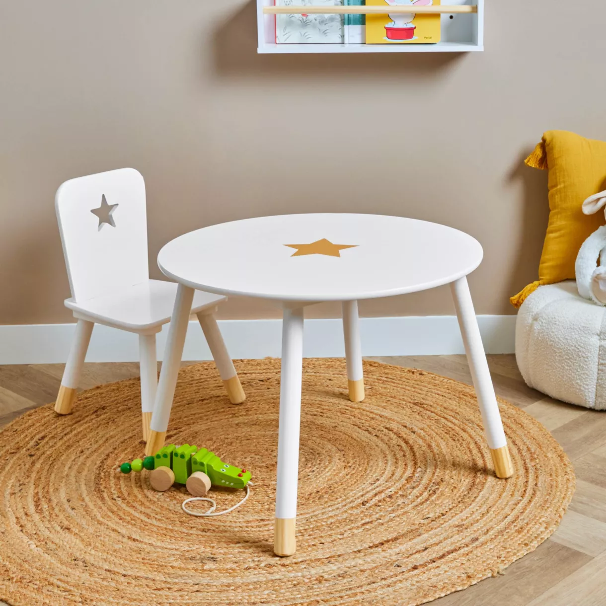 Kindertisch Holz (H44 cm) Stars Weiß