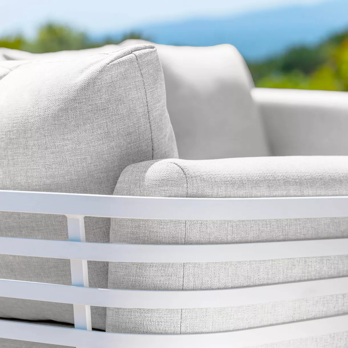 Conjunto de jardín de aluminio 7 plazas 6 piezas Monte Carlo Blanco y gris claro