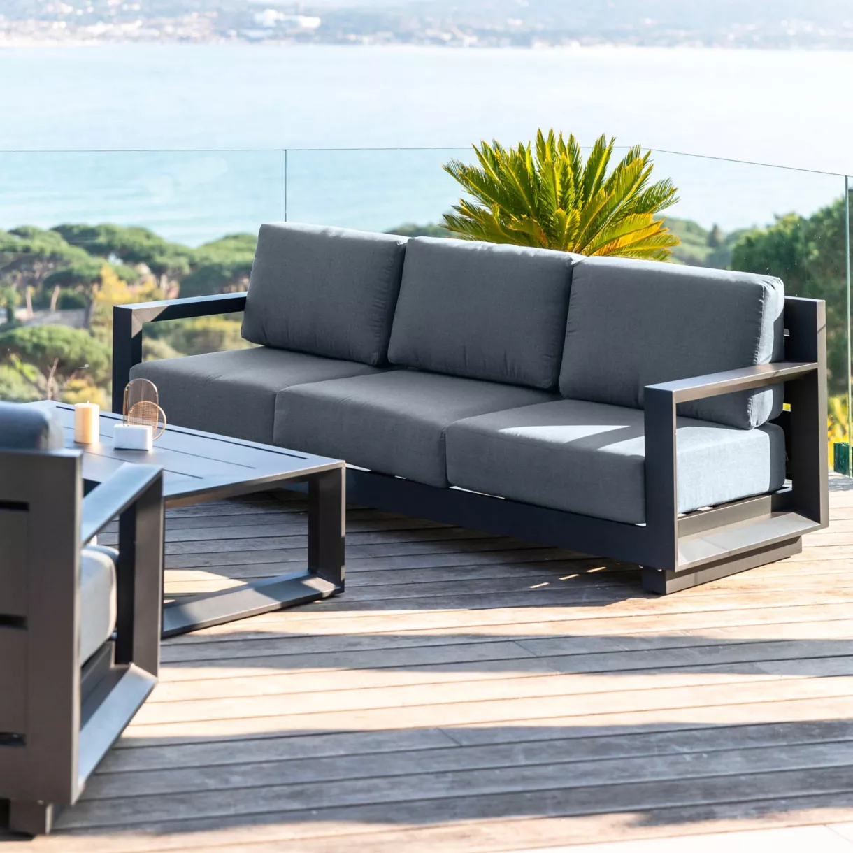 SofÃ¡ de jardÃ­n en aluminio 3 plazas Elba Gris antracita