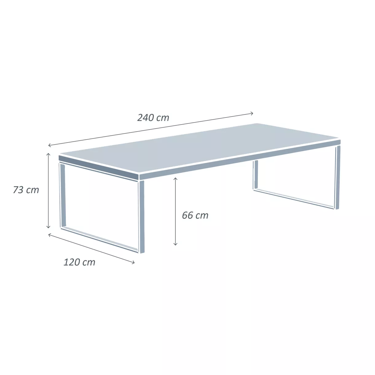 Mesa de jardín 10 personas Aluminio/Cerámica Kore (240 x 120 cm) - Blanco