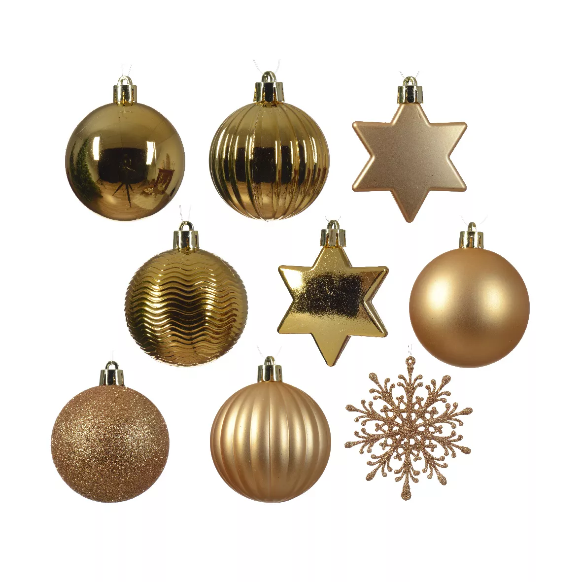 Lot de 40  Mix incassable brillant - mat - paillettes - moulee dia6.00cm or clair