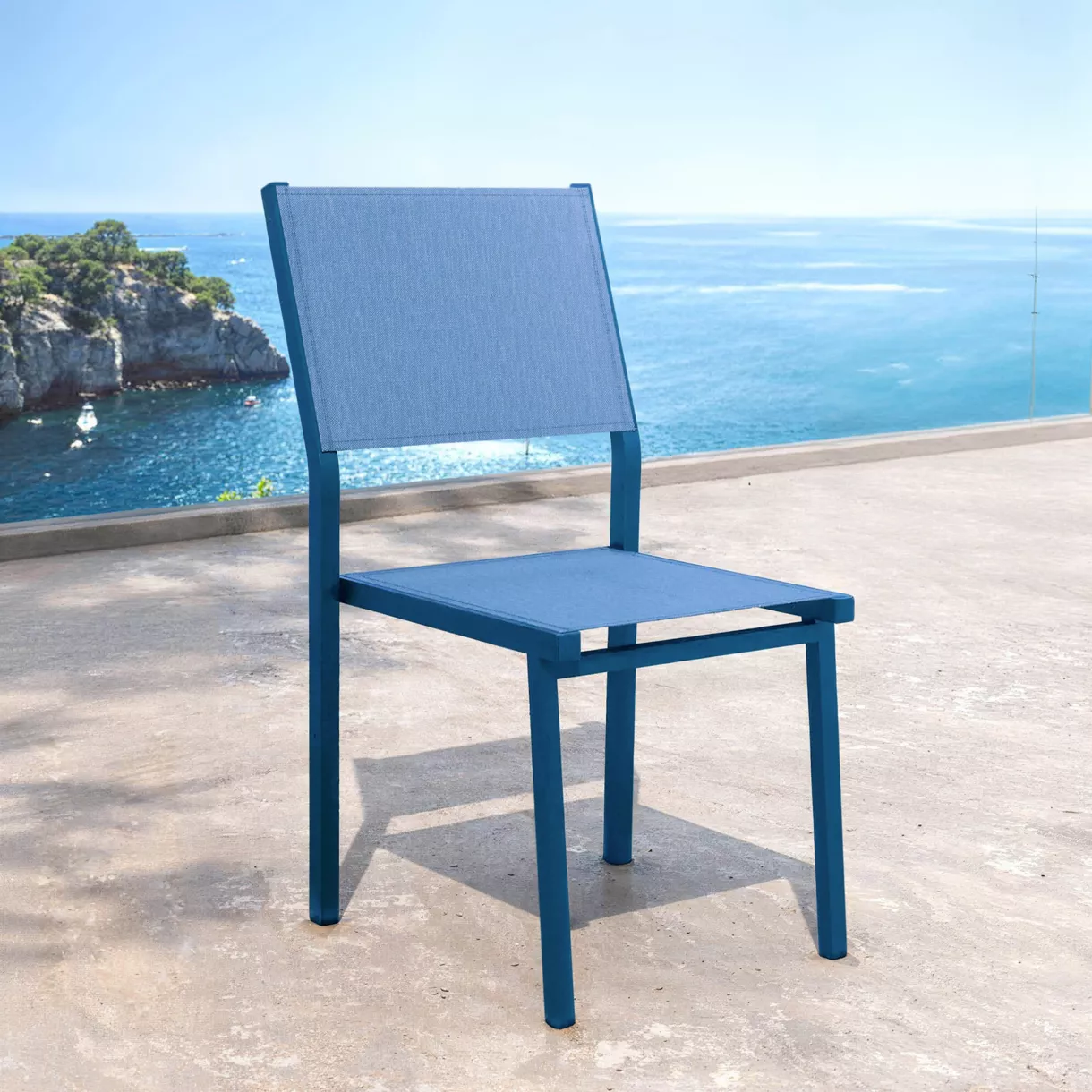 Silla de jardÃ­n apilable de aluminio Murano Azul