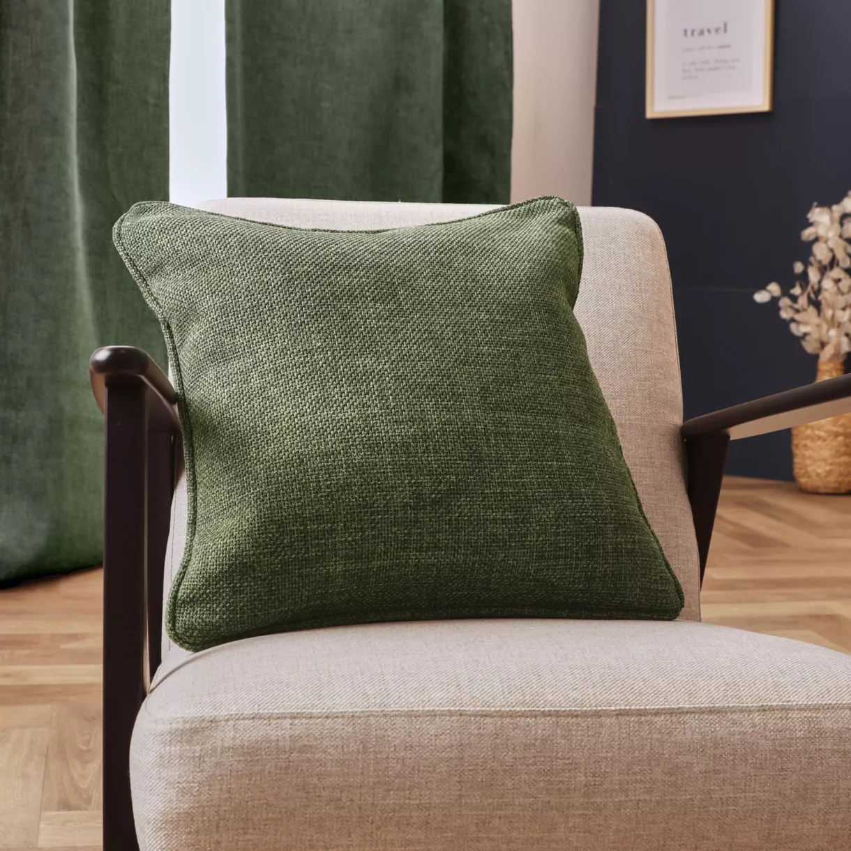 Coussin carré tissé (45 x 45 cm) Alba Vert kaki