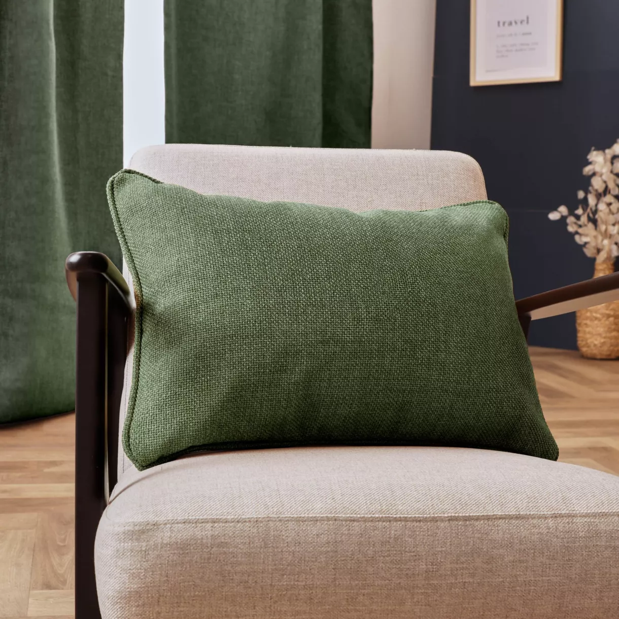 Coussin rectangulaire tissé (40 x 60 cm) Alba Vert kaki