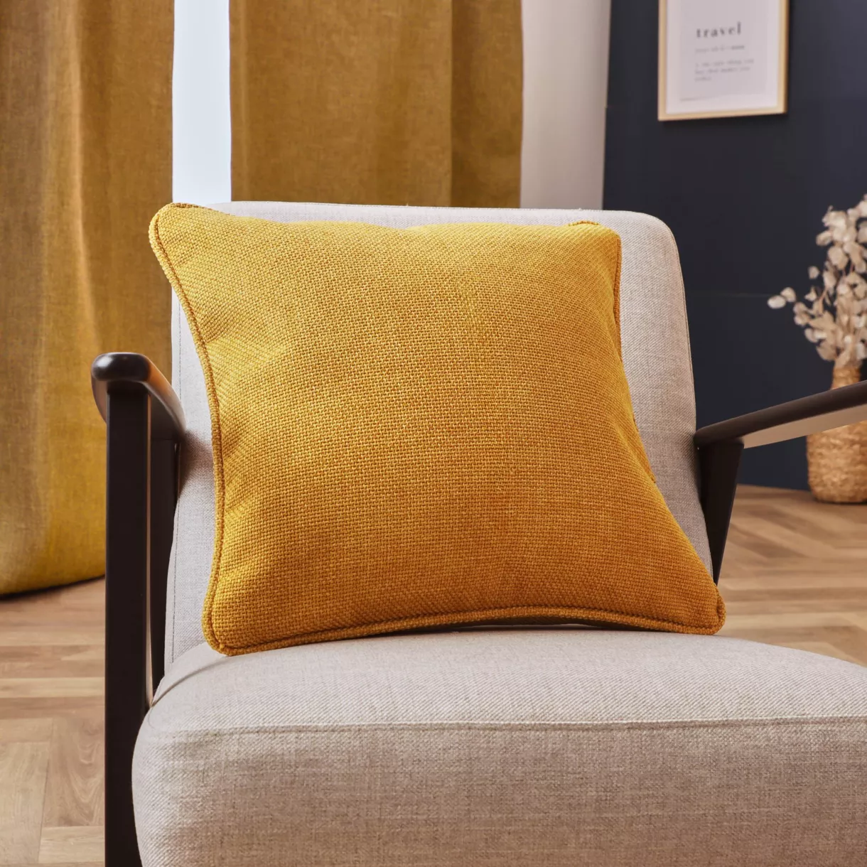 Coussin carré tissé (45 x 45 cm) Alba Jaune moutarde
