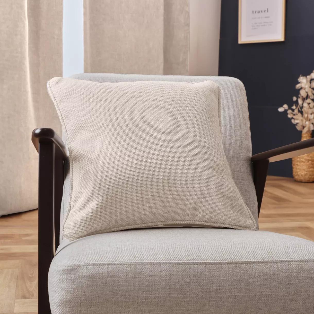 Coussin carré tissé (45 x 45 cm) Alba Beige grège