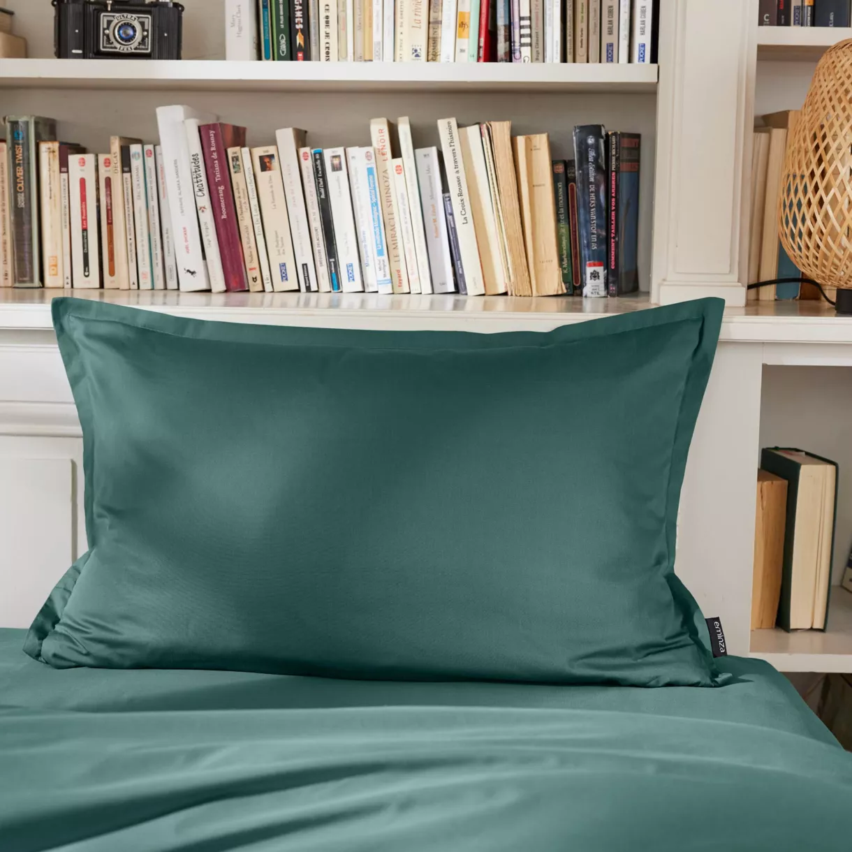 Taie d'oreiller rectangulaire percale de coton (50 x 80 cm) Cali Bleu canard