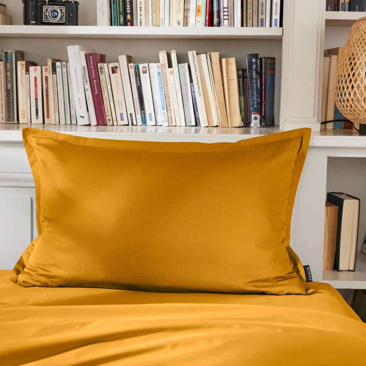 Taie d'oreiller rectangulaire percale de coton (50 x 70 cm) Cali Jaune moutarde