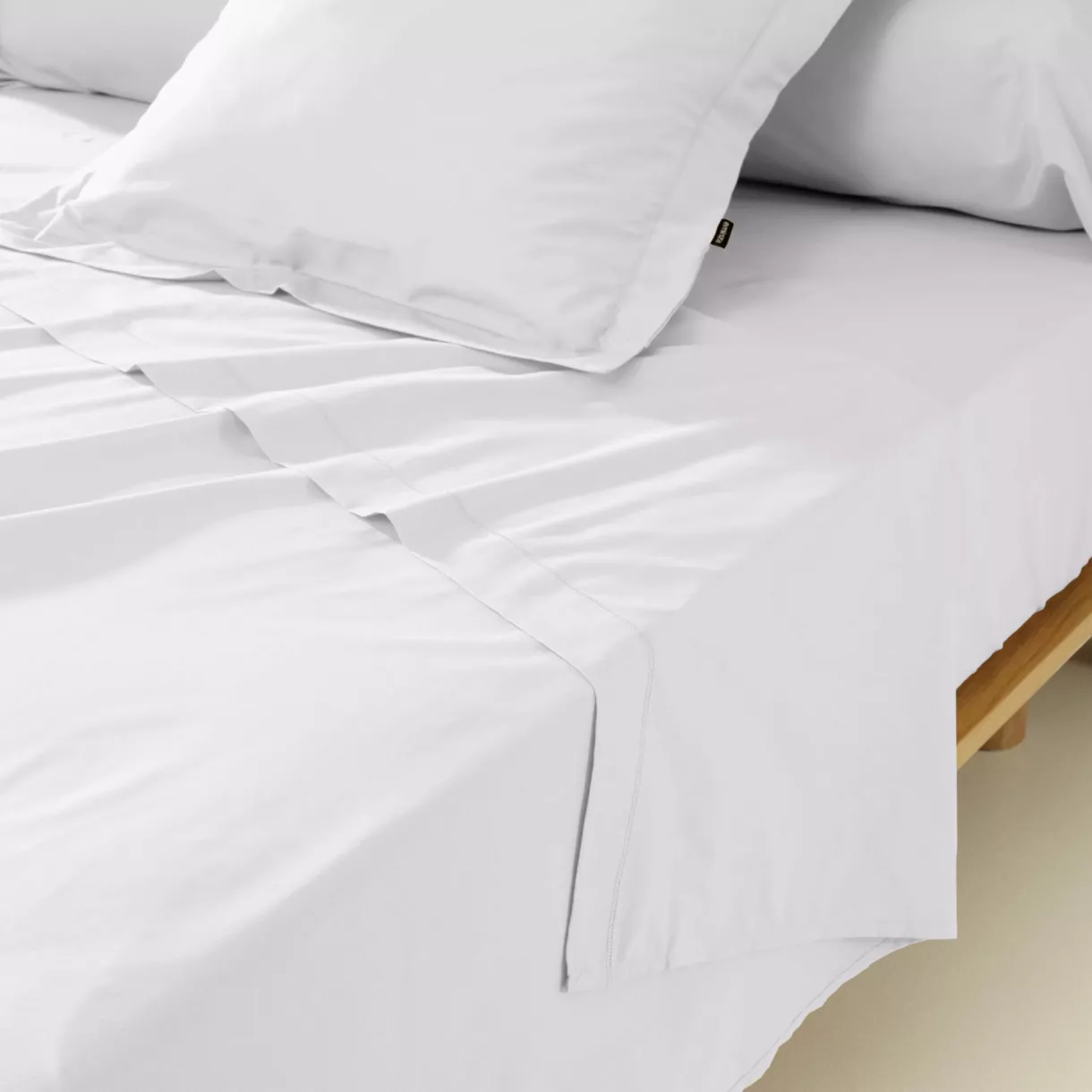 Drap plat percale de coton (270 x 300 cm) Cali Blanc