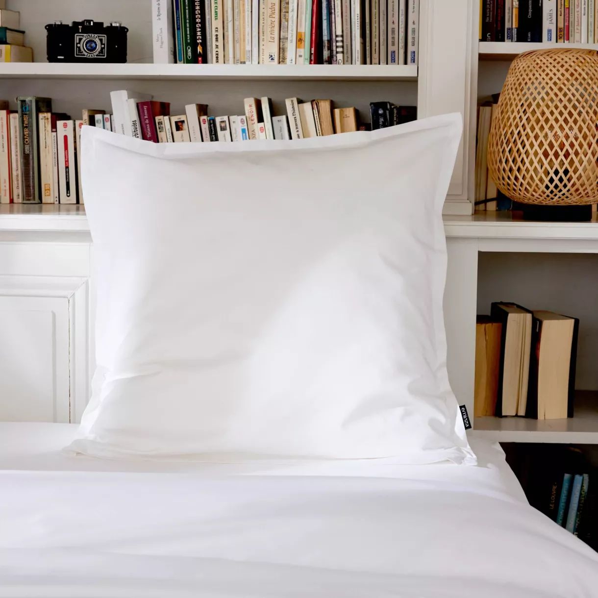 Funda de almohada cuadrada de percal de algodón (80 x 80 cm) Cali Blanco