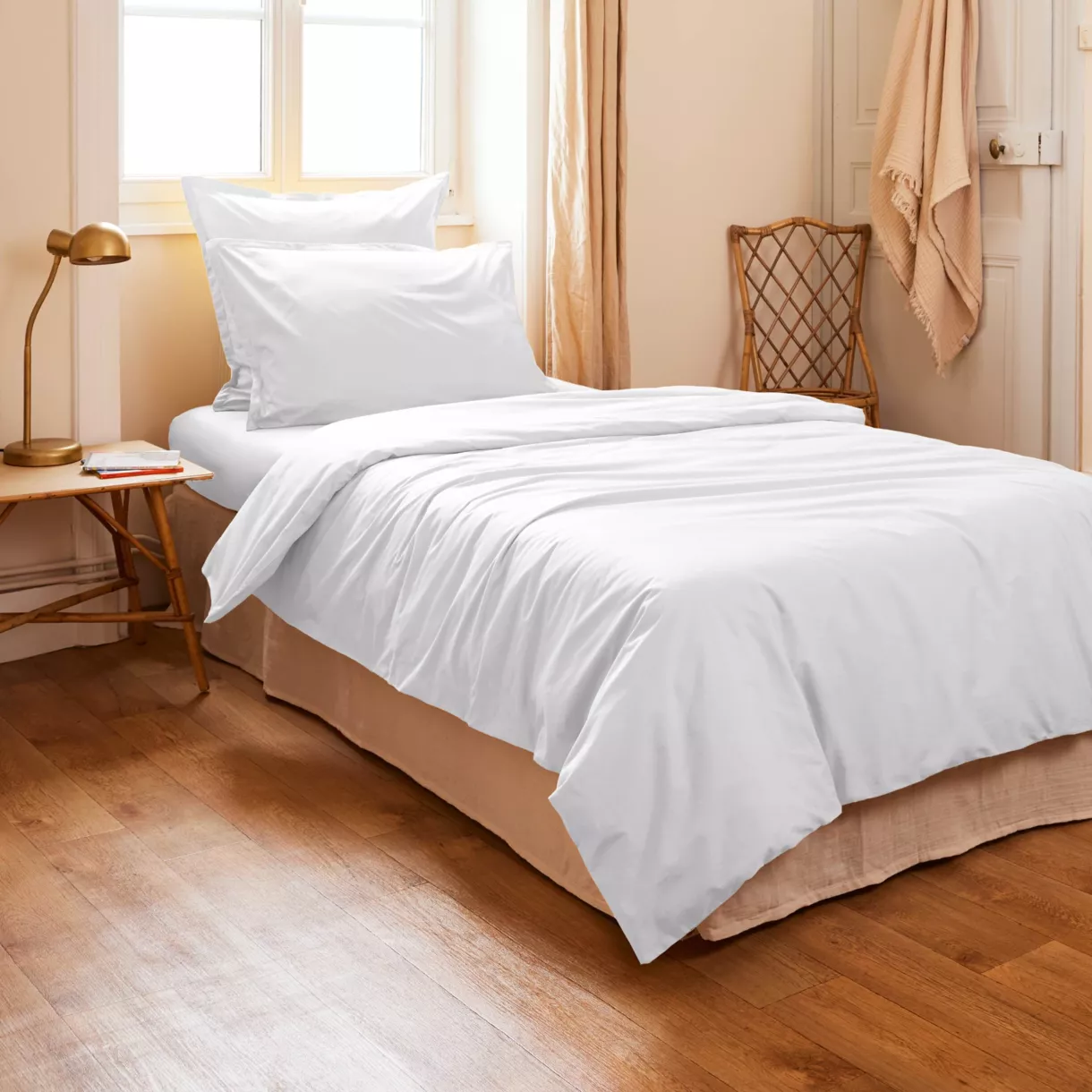Housse de couette percale de coton (140 x 200 cm) Cali Blanche