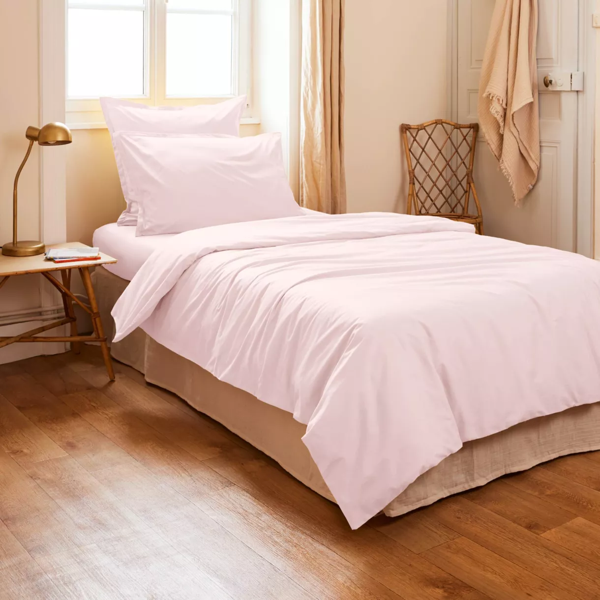 Housse de couette percale de coton (140 x 200 cm) Cali Rose poudré