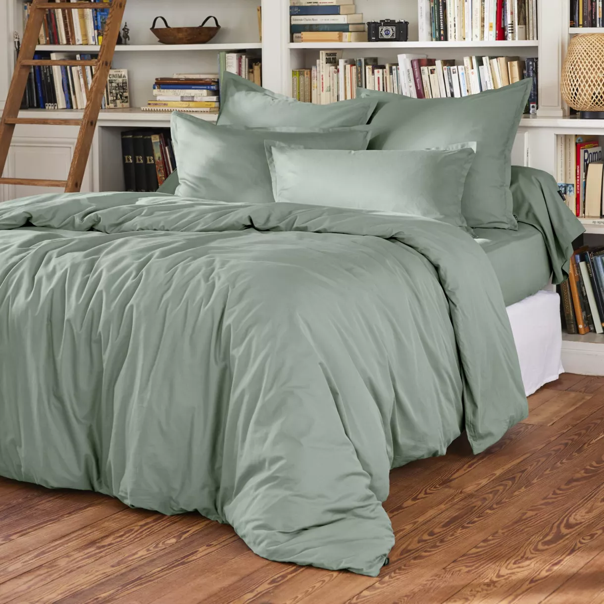EM - Housse de couette 200 x 200 cm Percale unie CALI Eucalyptus