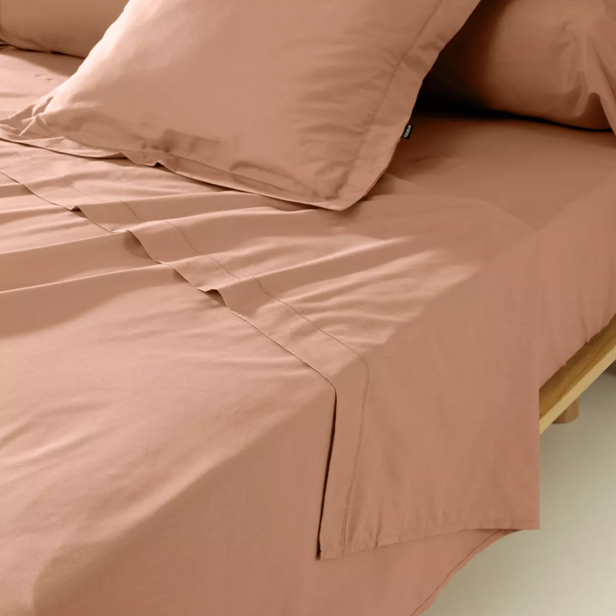 EM - Drap plat point bourdon 270 x 300 cm Percale unie CALI Rose pche