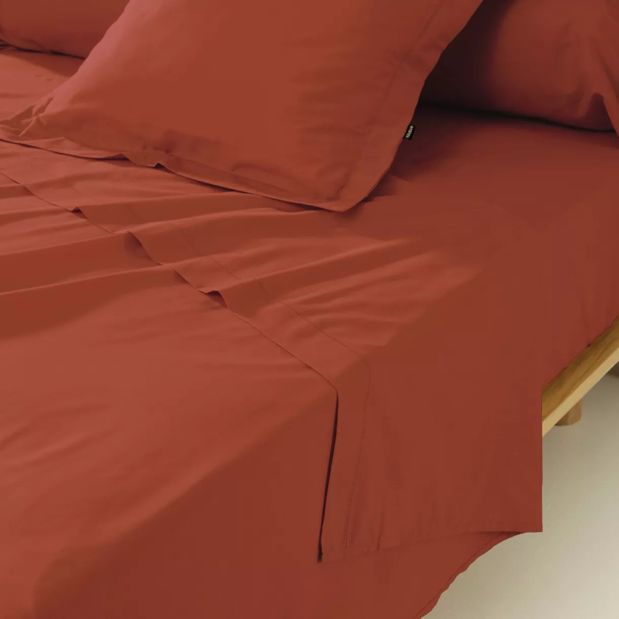 Drap plat percale de coton (180 x 290 cm) Cali Terracotta
