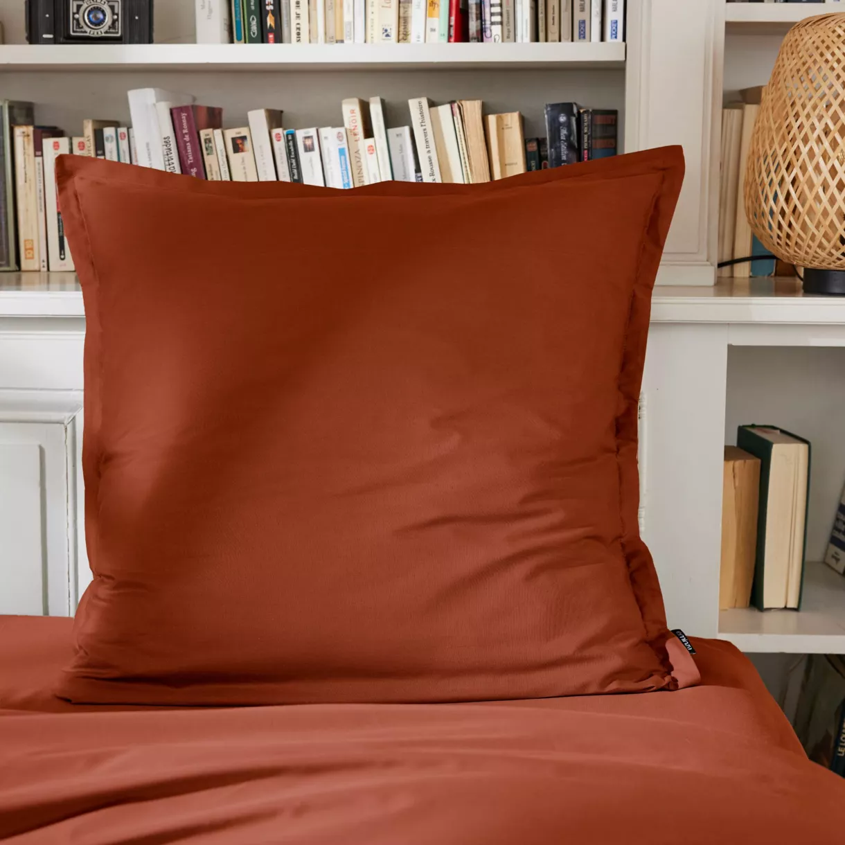 Taie d'oreiller carrée percale de coton (65 x 65 cm) Cali Terracotta