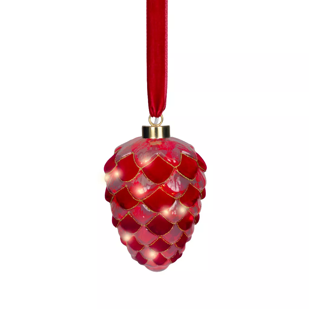 1 Micro LED pomme de pin intŽrieur dia15-H21cm-15L rouge/blanc chaud 