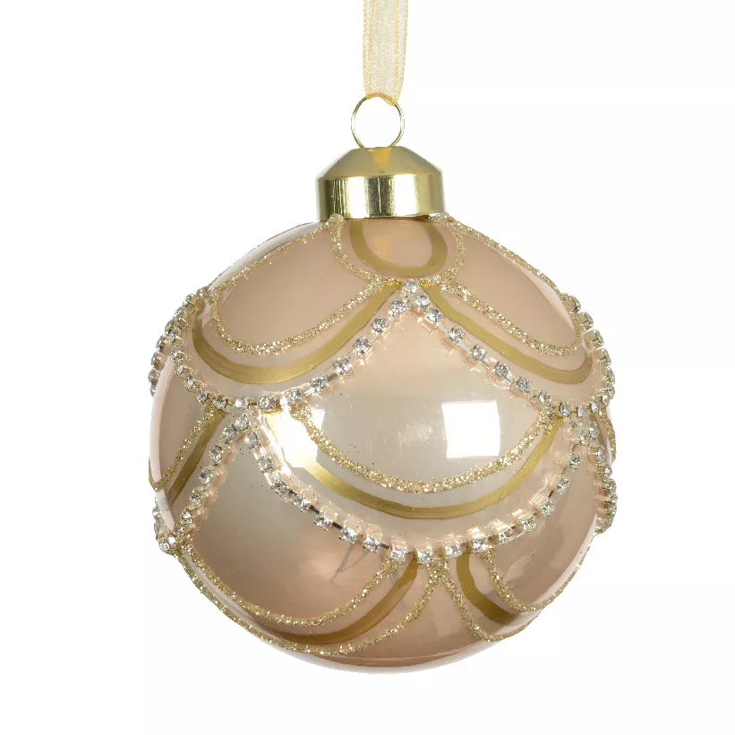 Lot de 2 boules de Noël en verre (D80 mm) Princesse Perle