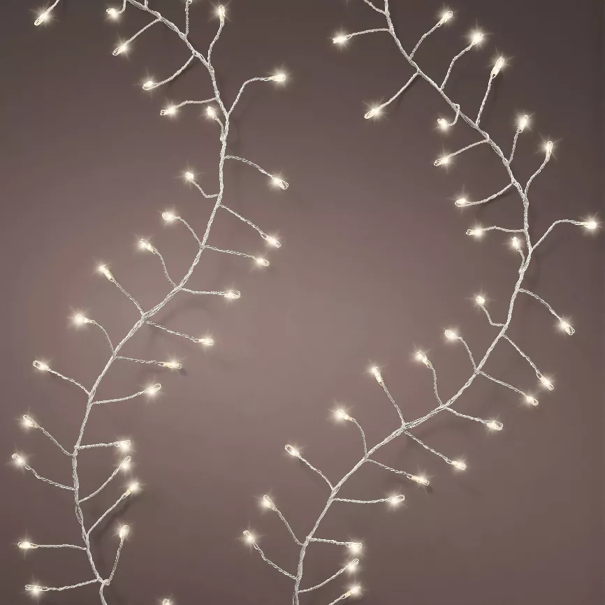Guirlande lumineuse 18 m 1440 Micro LED câble argent Luxe Blanc chaud