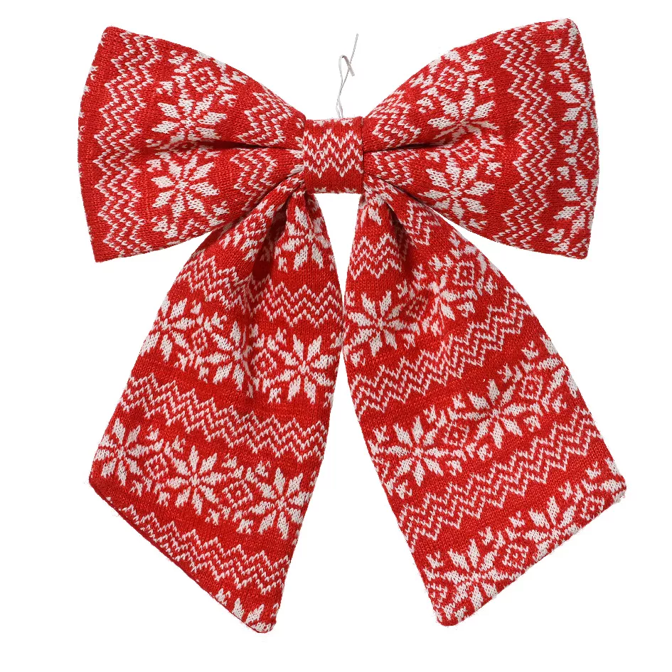1 Noeud polyester fiber L2-W30-H32cm rouge/blanc 