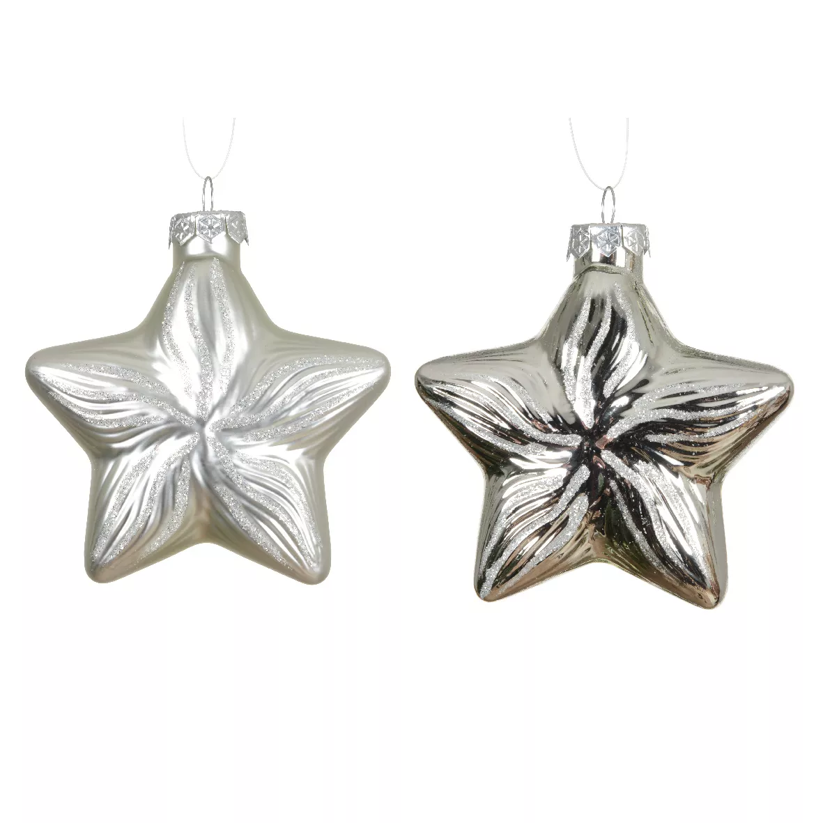LOT DE 2  Etoile verre L9.80-W4-H10cm argent DONNER LE MEME NOM DE GAMME
