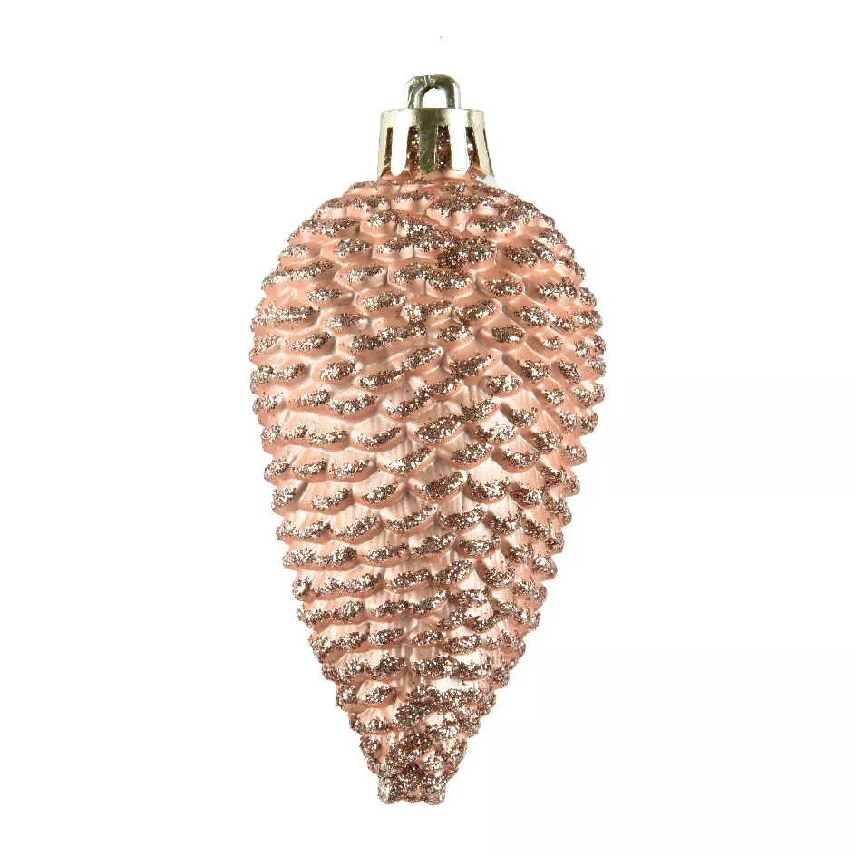 LOT DE 6  Pomme de pin polystyrene dia4.50-H8cm peach pearl ALPINE