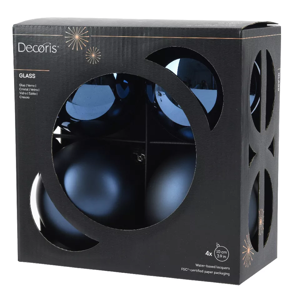 Boule de Noël en verre (D100 mm) Boréal Bleu nuit