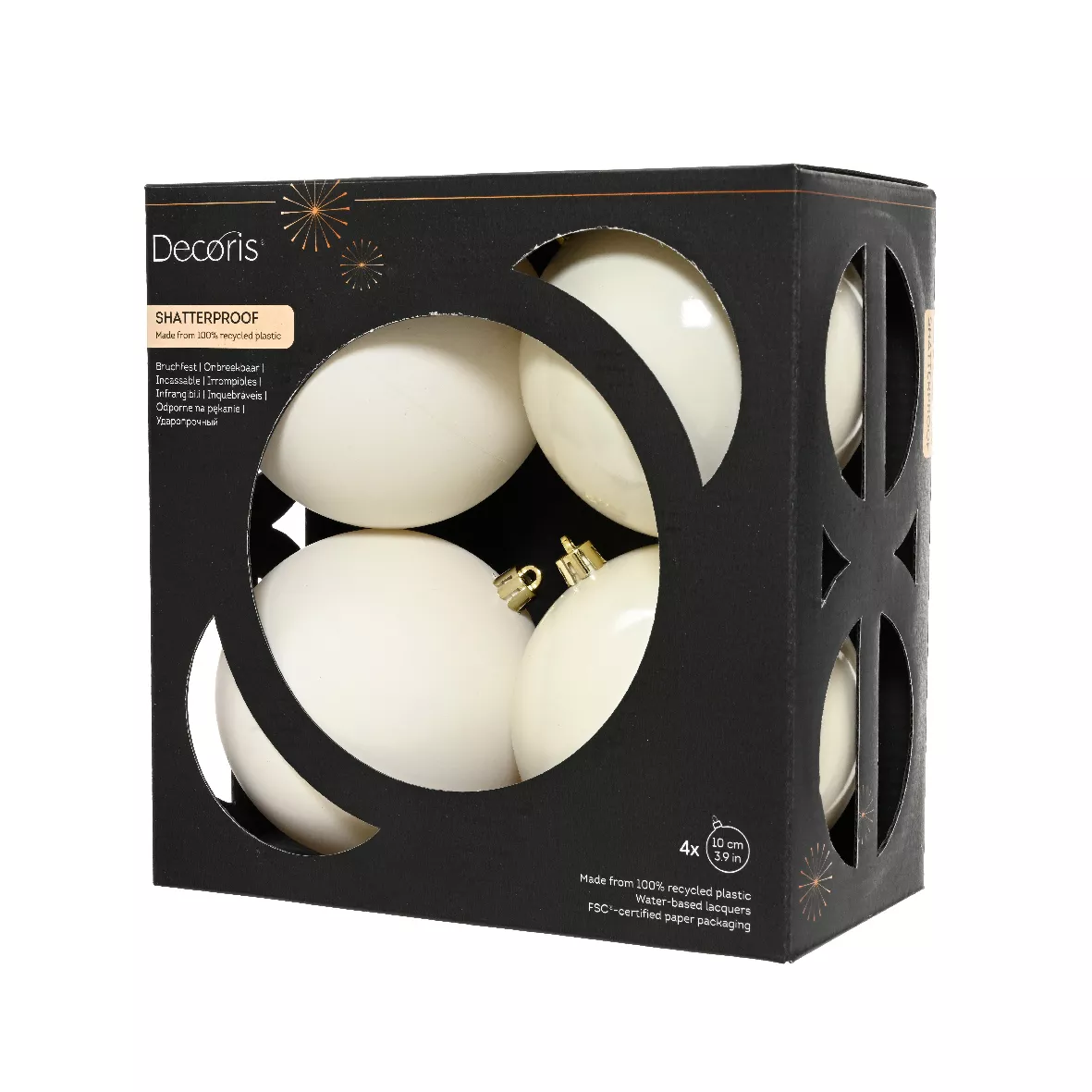 Boite a 4 Boules polystyrene dia10cm blanc laine ARAVIS (EMBALLAGE 100% RECYCLE certifié fsc)