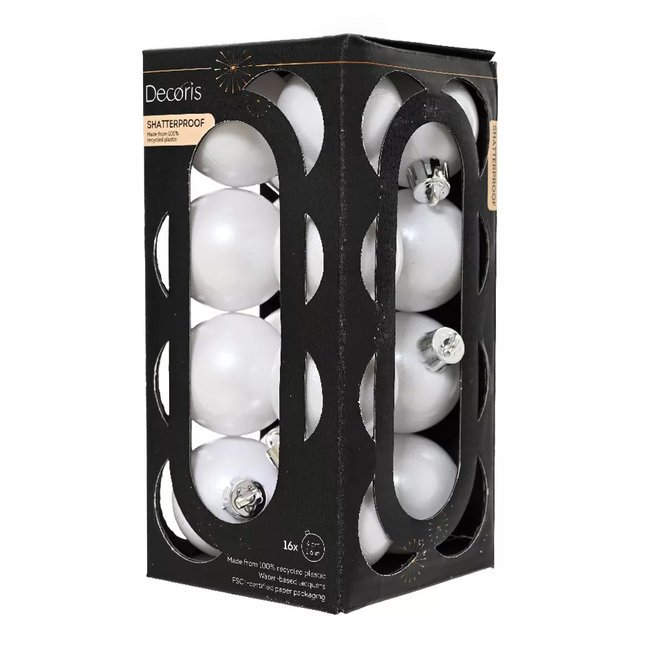 Lot de 16 boules de Noël (D40 mm) Aravis Blanc