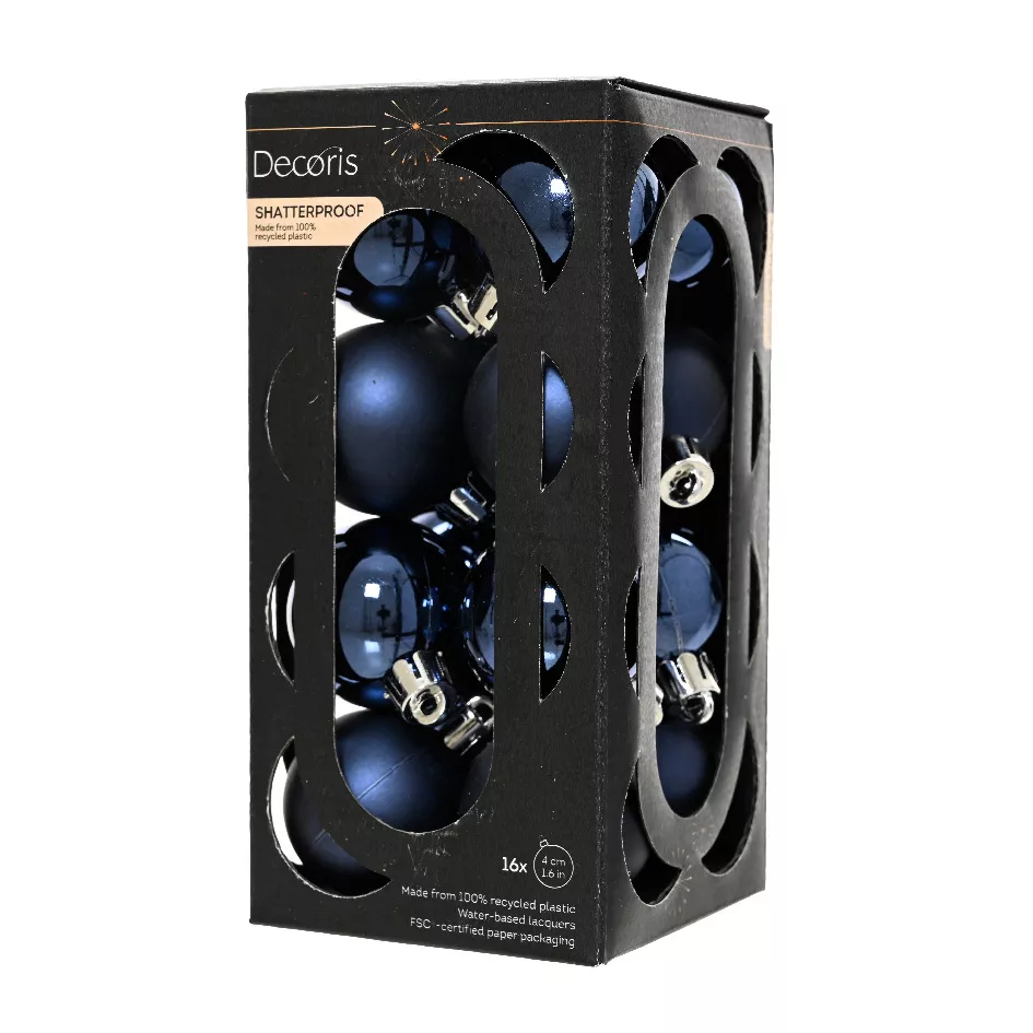 BOITE DE 16  Boules polystyrene dia4cm bleu nuit ARAVIS (EMBALLAGE 100% RECYCLE certifié fsc)